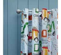 Catherine Lansfield Kids Digger Dreams - Tende completamente reversibili con occhielli, 168 x 183 cm, 2 pannelli, colore: Blu