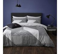 Catherine Lansfield Larsson Geo Cinza Set copripiumino 160 x 220 + 50 x 70 cm