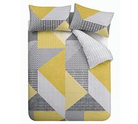Catherine Lansfield Larsson Geo - Set copripiumino, 3 pezzi, per letto king size, colore: ocra