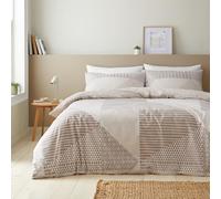 Catherine Lansfield Larsson Geo - Set copripiumino matrimoniale reversibile con federa, colore naturale