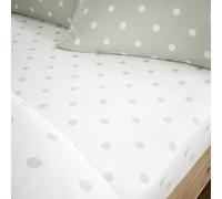 Catherine Lansfield Lenzuolo con angoli in cotone spazzolato a pois per letto matrimoniale, colore