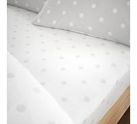 Catherine Lansfield Lenzuolo con angoli king size in cotone spazzolato a pois grigio