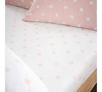 Catherine Lansfield Lenzuolo singolo con angoli in cotone spazzolato a pois rosa