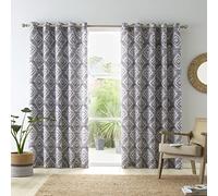 Catherine Lansfield Living Aztec Geo - Tende foderate con occhielli, 2 pannelli, 167 x 228 cm, colore: Grigio antracite
