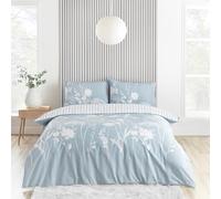 Catherine Lansfield Meadowsweet - Set copripiumino singolo reversibile con federa, motivo floreale, colore: blu
