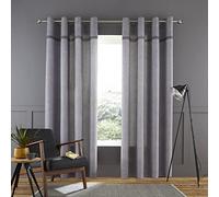 Catherine Lansfield Melville - Tende sfoderate con Occhielli, in Cotone, 117 x 137 cm, 2 Pannelli, Colore: Grigio