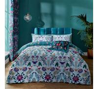 Catherine Lansfield Mya - Set copripiumino reversibile con federe, motivo floreale tropicale, per letto king size, colore: carta da zucchero