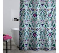 Catherine Lansfield Mya Tropical Bird - Tenda da doccia a pannello, 180 x 180 cm, colore: Azzurro
