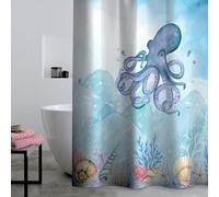 Catherine Lansfield Octopus - Tenda da doccia, 180 x 180 cm, colore: Blu