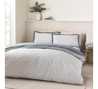 Catherine Lansfield Oxford - Set copripiumino singolo reversibile a righe con federa, colore: blu navy