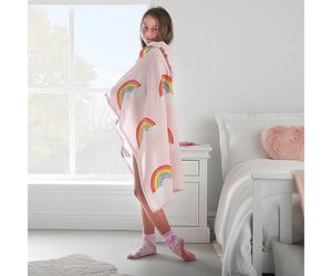 Catherine Lansfield Rainbow Hearts Cosy - Coperta in pile con cappuccio, 90 x 125 cm, colore: Rosa