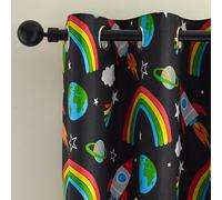 Catherine Lansfield Rainbow Rockets - Tende completamente reversibili, con occhielli, 168 x 183 cm, 2 pannelli, colore:
