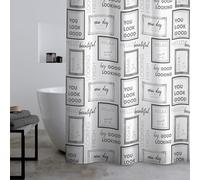 Catherine Lansfield Relax and Unwind - Tenda da doccia, 180 x 180 cm, colore: Grigio/Nero