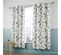 Catherine Lansfield Retro Circles, Tende con occhielli, 150 x 180 cm, multicolore