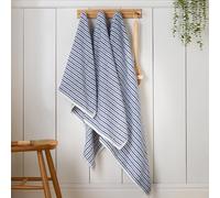 Catherine Lansfield Rice Weave - Asciugamano in cotone a righe, 50 x 90 cm, colore: Blu