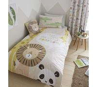 Catherine Lansfield Roarsome Animals Copripiumino, 52% Poliestere, 48% Cotone, Naturale, Set piumone 1 Piazza