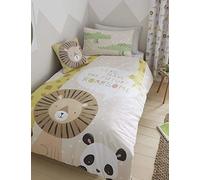 Catherine Lansfield Roarsome Animals - Set Copripiumino Reversibile per Bambini, con federe, Colore: Naturale