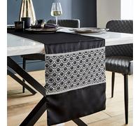 Catherine Lansfield Runner da tavolo da pranzo con paillettes, 32 x 220 cm, colore: nero