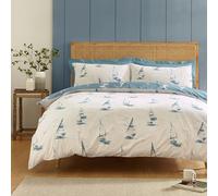 Catherine Lansfield Salcombe Boats - Set copripiumino reversibile per letto king size, con federe, colore: blu chiaro