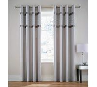 Catherine Lansfield Sequin Cluster Tende con Occhielli, 100% Poliestere con Velluto, Argento, 66x90 inch