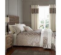 Catherine Lansfield Set copripiumino con federe, in velluto, taglio a reticolo, per letto super king, colore: naturale