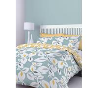 Catherine Lansfield Set copripiumino e federa reversibili Catherine Lansfield Inga Leaf blu-verde
