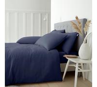 Catherine Lansfield Set copripiumino matrimoniale con federe, in cotone spazzolato, colore: blu navy