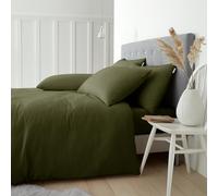 Catherine Lansfield Set copripiumino matrimoniale con federe, in cotone spazzolato, colore: verde