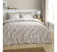 Catherine Lansfield Set copripiumino matrimoniale reversibile con federe con foglie di acetosa, naturale