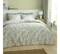Catherine Lansfield Set copripiumino matrimoniale reversibile con federe verde con foglie di acetosa
