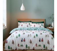 Catherine Lansfield Set copripiumino matrimoniale reversibile spazzolato con pinguino innevato bianco