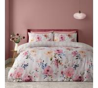 Catherine Lansfield Set copripiumino matrimoniale So Soft a righe floreali crema