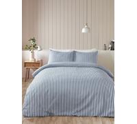 Catherine Lansfield Set copripiumino reversibile a righe in cotone spazzolato super morbido 100% di Catherine Lansfield blu