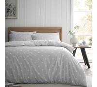 Catherine Lansfield Set copripiumino singolo con federa, reversibile, in cotone spazzolato, a pois, colore: grigio