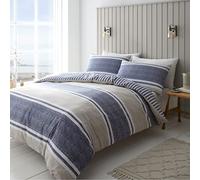 Catherine Lansfield Set copripiumino singolo reversibile con federa, motivo a righe, colore: blu