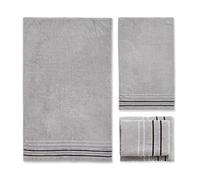 Catherine Lansfield Set di asciugamani da bagno Java Stripe 450 g/m² in cotone morbido e assorbente, 4 pezzi, grigio
