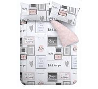 Catherine Lansfield Sleep Dreams - Set copripiumino, 2 pezzi, singolo, facile da pulire, colore: Fard