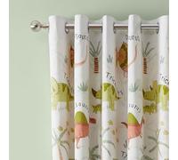 Catherine Lansfield Sleepy Dino - Tende con occhielli, completamente reversibile, 168 x 183 cm, 2 pannelli, colore: Verde