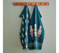 Catherine Lansfield Strofinacci da cucina in cotone con motivo natalizio schiaccianoci, 50 x 75 cm, confezione da 4, verde