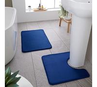 Catherine Lansfield Tappetino da bagno e piedistallo in memory foam, antibatterico, colore: blu navy