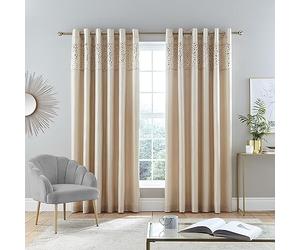 Catherine Lansfield Tende foderate con occhielli, 167 x 137 cm, con lustrini, due pannelli, colore naturale