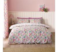 Catherine Lansfield Tilly Floral - Set copripiumino reversibile super king size con federe, colore: rosa