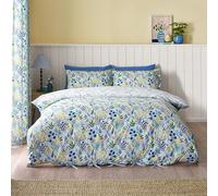 Catherine Lansfield Tilly - Set copripiumino reversibile con federe, motivo floreale, colore: blu
