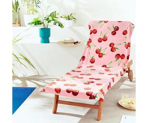 Catherine Lansfield turner bianca plc Asciugamano da spiaggia in cotone, 78 x 200 cm, motivo: ciliegie, colore: Rosa