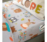 Catherine Lansfield Woodland Adventure - Lenzuolo singolo con angoli, colore: Grigio
