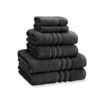 Catherine Lansfield Zero Twist - Set di 6 Asciugamani in Cotone Morbido e Assorbente, Colore: Grigio Antracite