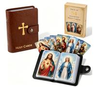 Catholic Faux Leather Holy Card Holder - Pocket Prayer Card Organizer with Snap Closure, Holds 40 Holy Cards, Portable Catholic Prayer Cards Holder/Holy Cards Holder Book for Women Men (#D)