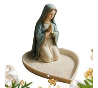 Catholic Rosary Holder - Virgin Mary Statua Display Stand, Antique Religious Beads Organizer, Decorative Prayer Figurine, Sacred Faith Ornament | Study Home Living Room Bedroom Tabletop Shelf