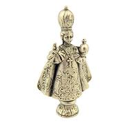 Catholic Saints Tonalità argento Saint Pocket statua con oro Timbrato Prayer card, 1 1/2 inch Bambino Gesù di Praga Silver