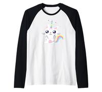 Caticorn Gatto Unicorno Divertente Meme Gatti Magico Gattino Maglia con Maniche Raglan